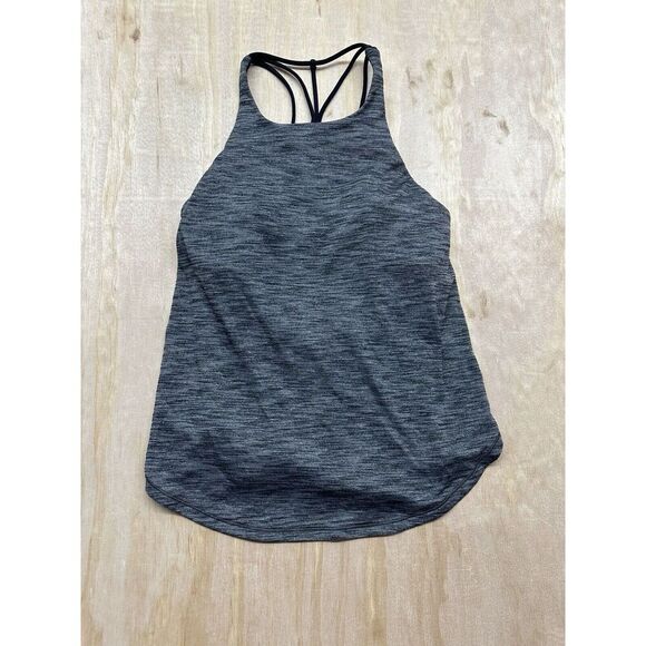 lululemon athletica Tops - Lululemon Raise The Barre Open Back Strappy Tank Heathered Black Size 6